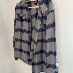 Patagonia Navy and Gray Plaid Shirt